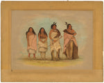 Pawneepict Chief, Two Daughters, and a Warrior by George Catlin (American, 1796 - 1872), 16X12"(A3)Poster Print