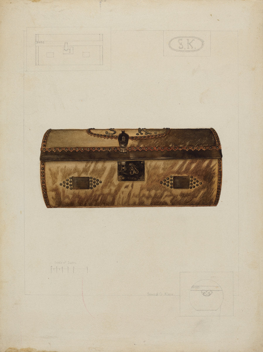Hide Covered Trunk by Samuel O. Klein (American, active c. 1935), 16X12"(A3)Poster Print