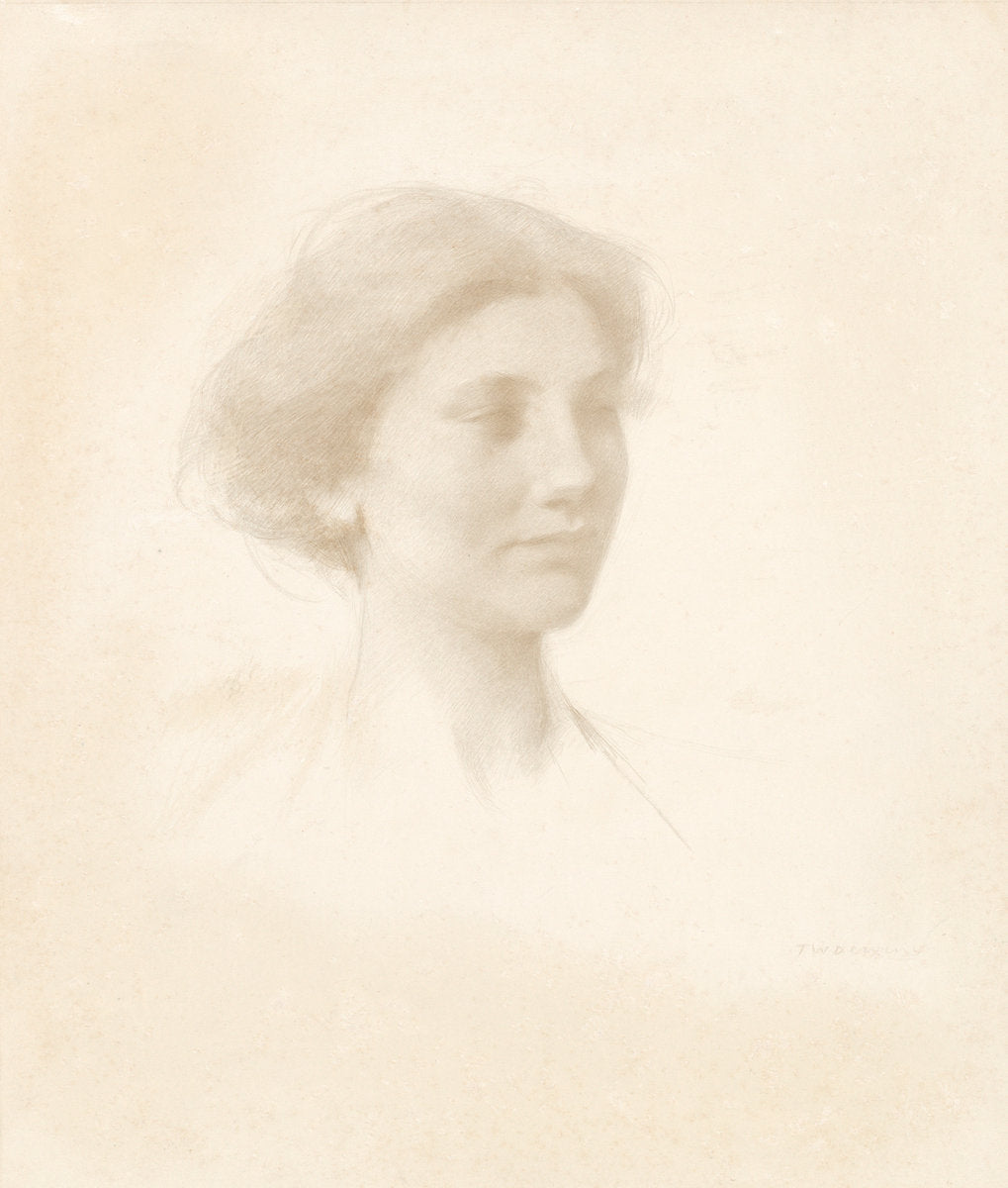 Head of a Girl by Thomas Wilmer Dewing (American, 1851 - 1938), 16X12"(A3)Poster Print
