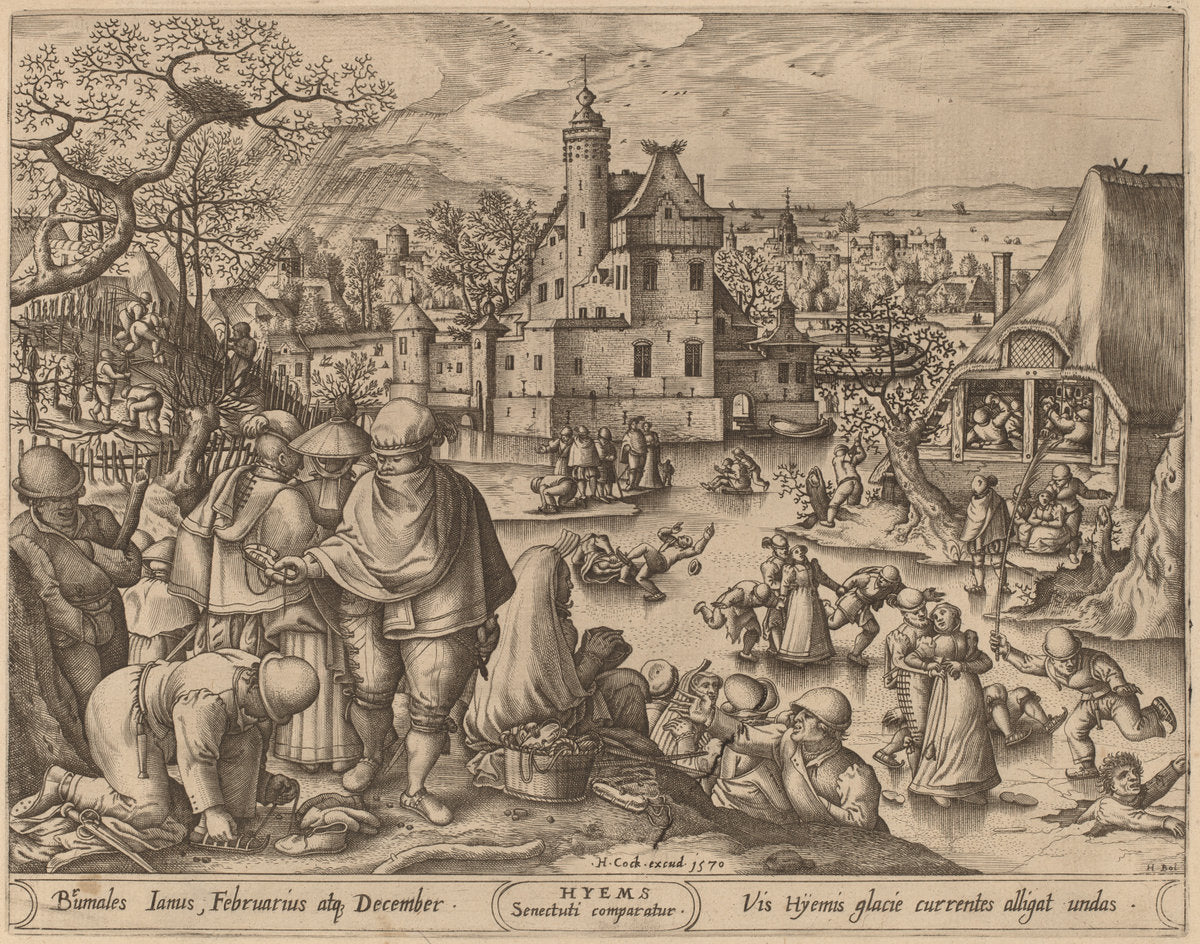 Winter by Pieter van der Heyden after Hans Bol (Flemish, active c. 1551/1572), 16X12"(A3)Poster Print