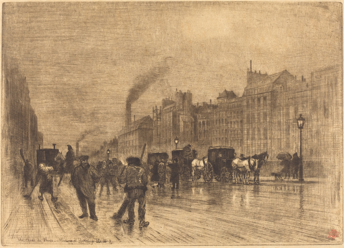 Matinée d'Hiver sur les Quais by Félix-Hilaire Buhot (French, 1847 - 1898), 16X12"(A3)Poster Print