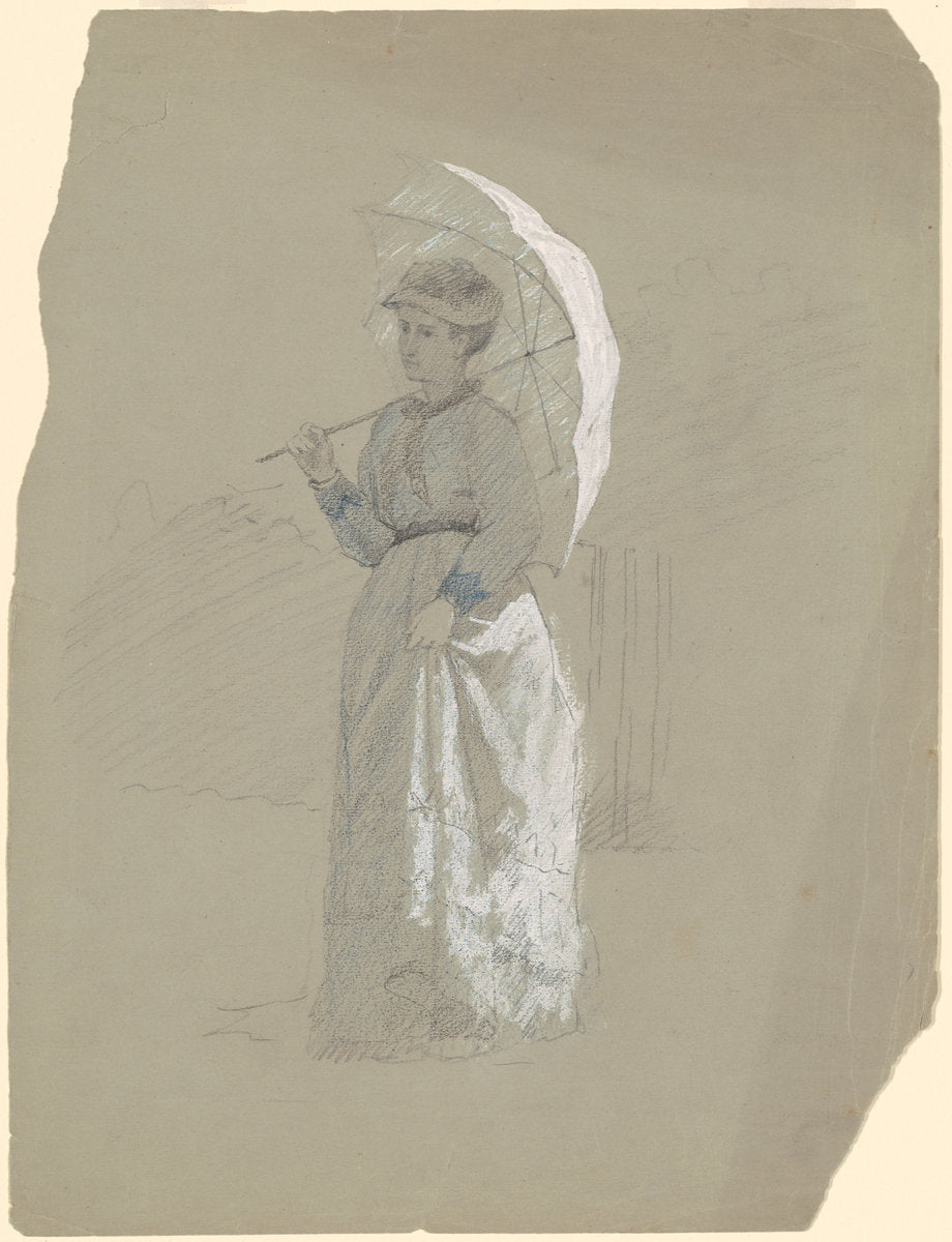 Woman with Parasol by Enoch Wood Perry, Jr. (American, 1831 - 1915), 16X12"(A3)Poster Print