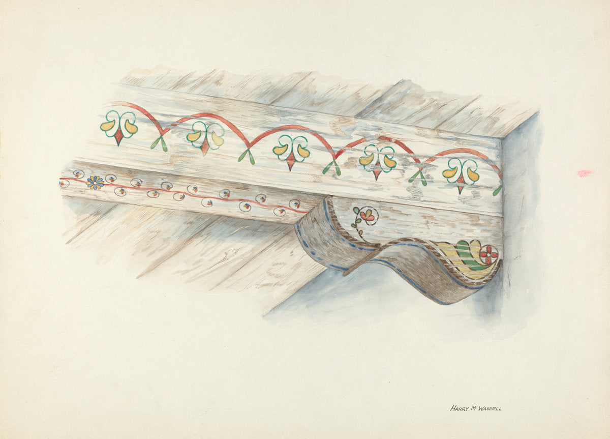 Painted Decorations on Ceiling by Harry Mann Waddell (American, active c. 1935), 16X12"(A3)Poster Print