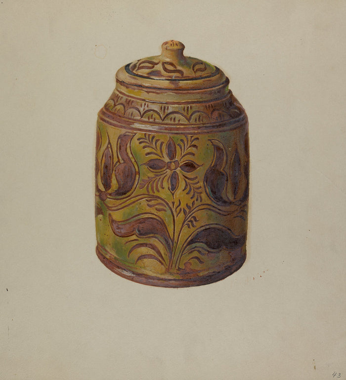 Pa. German Covered Jar by William L. Antrim (American, active c. 1935), 16X12