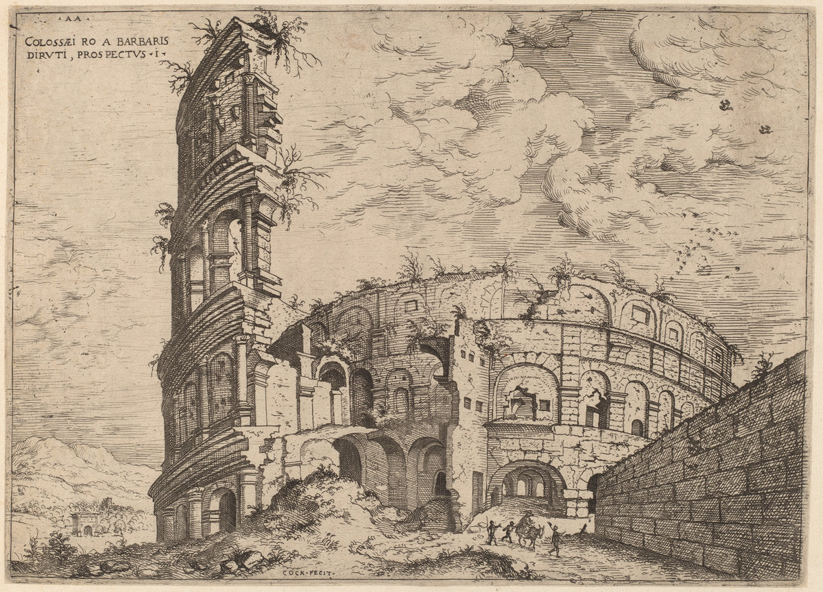 View of the Colosseum by Hieronymus Cock (Flemish, c. 1510 - 1570), 16X12"(A3)Poster Print