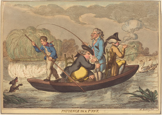 Patience in a Punt by Thomas Rowlandson (British, 1756 - 1827), 16X12"(A3)Poster Print