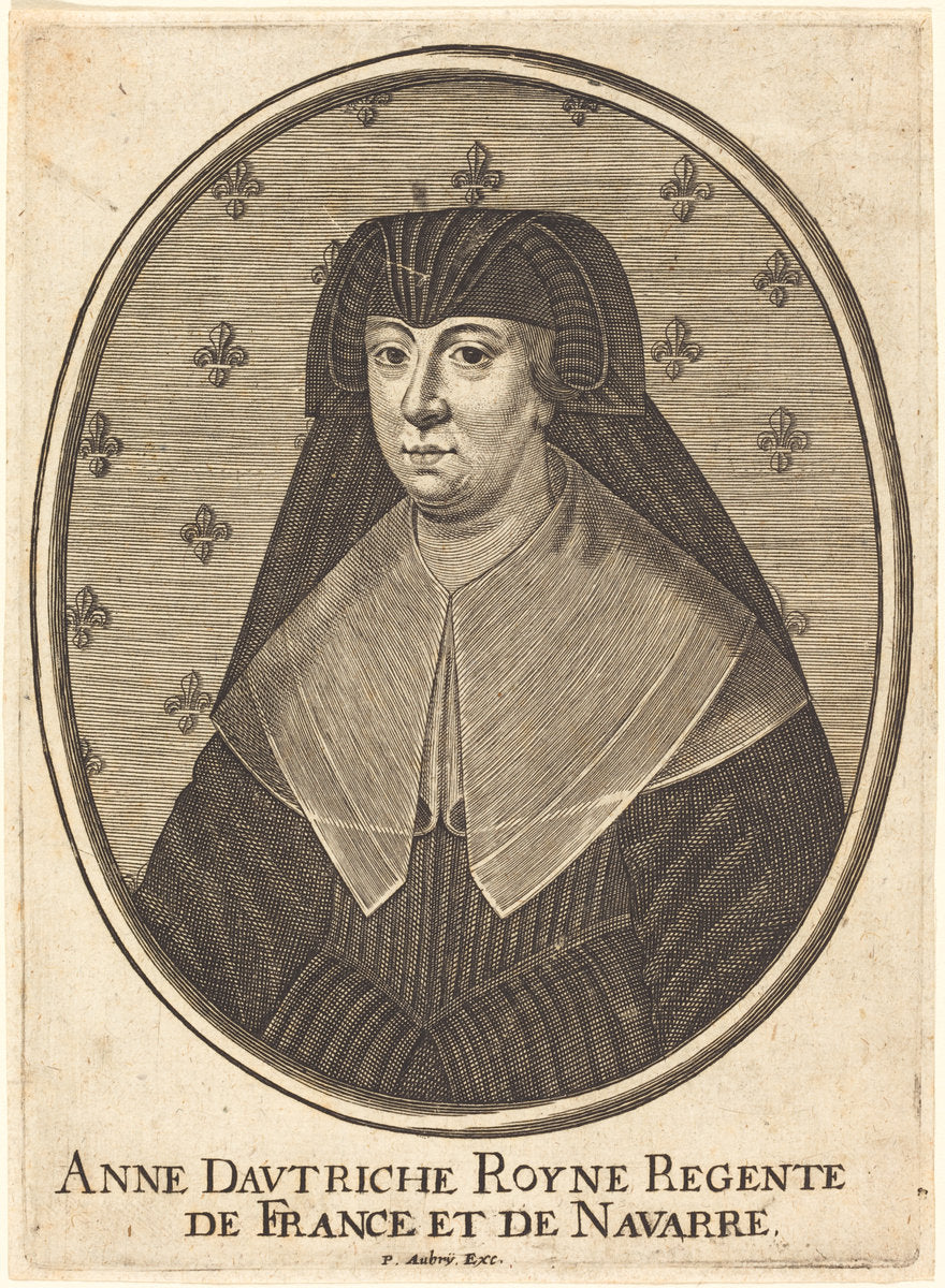 Anne of Austria by Pierre Aubry (French, 1610 - 1686), 16X12"(A3)Poster Print