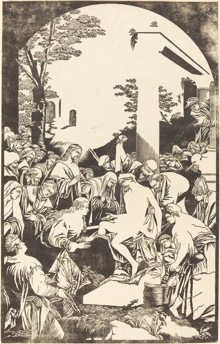 The Raising of Lazarus by John Baptist Jackson after Leandro Bassano (English, 1701 - c. 1780), 16X12"(A3)Poster Print