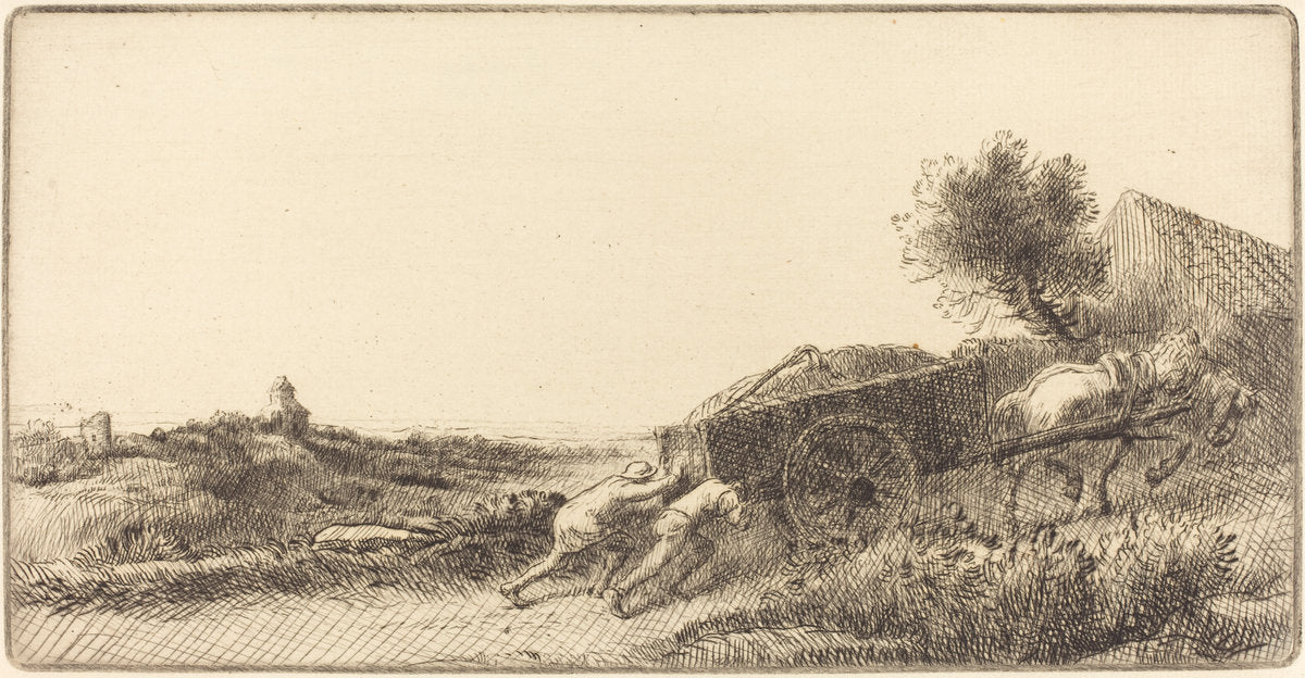 Returning with the Hay (Rentrant le foin) by Alphonse Legros (French, 1837 - 1911), 16X12"(A3)Poster Print