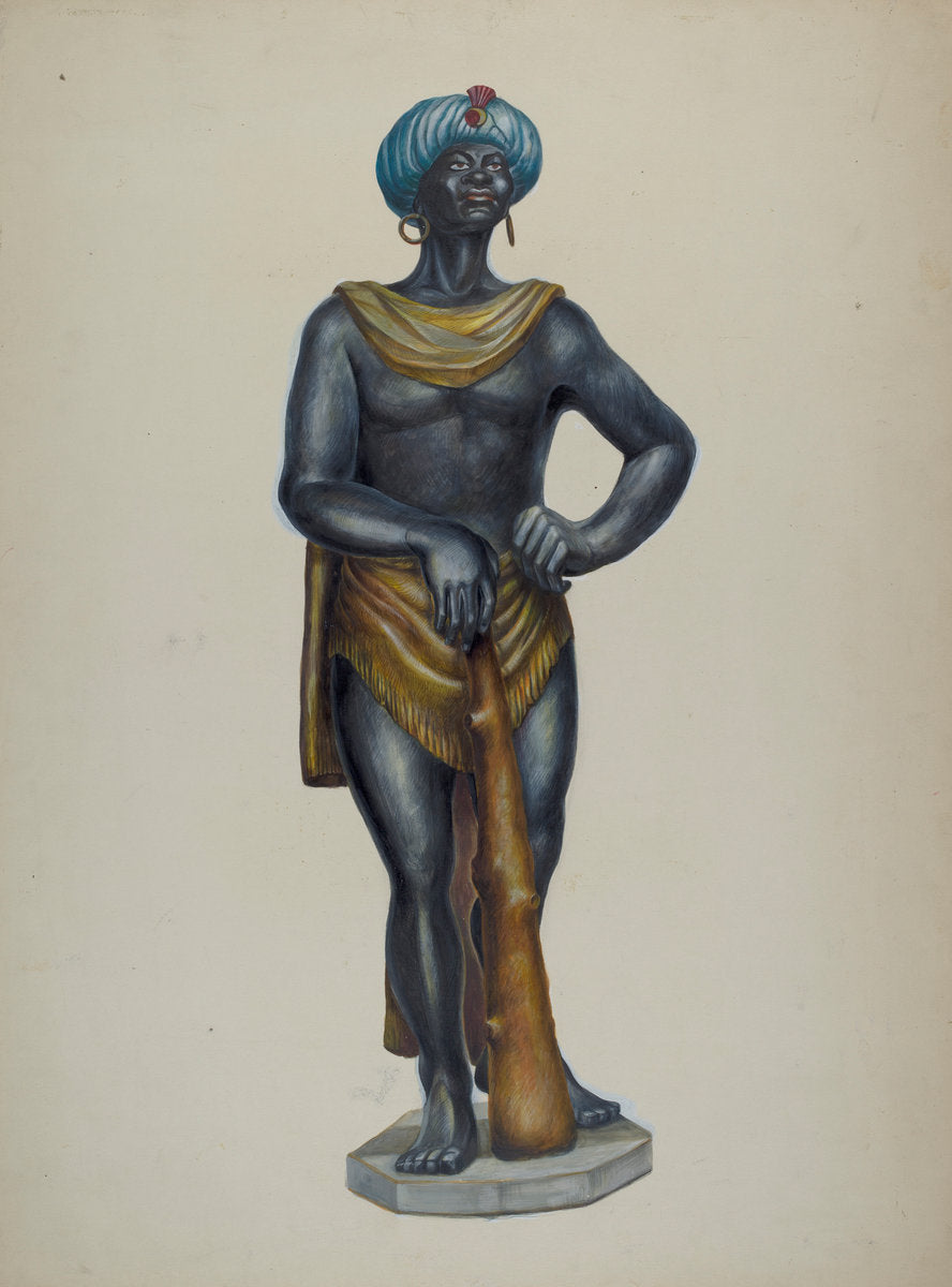 Nubian Slave Figure by Walter Hochstrasser (American, active c. 1935), 16X12"(A3)Poster Print