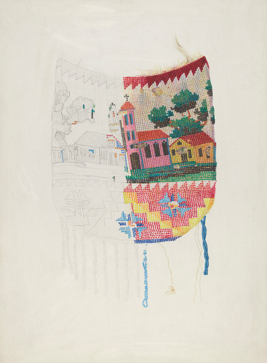 Beadwork on Purse (Tech. demonstration) by Harriette Gale (American, active c. 1935), 16X12"(A3)Poster Print