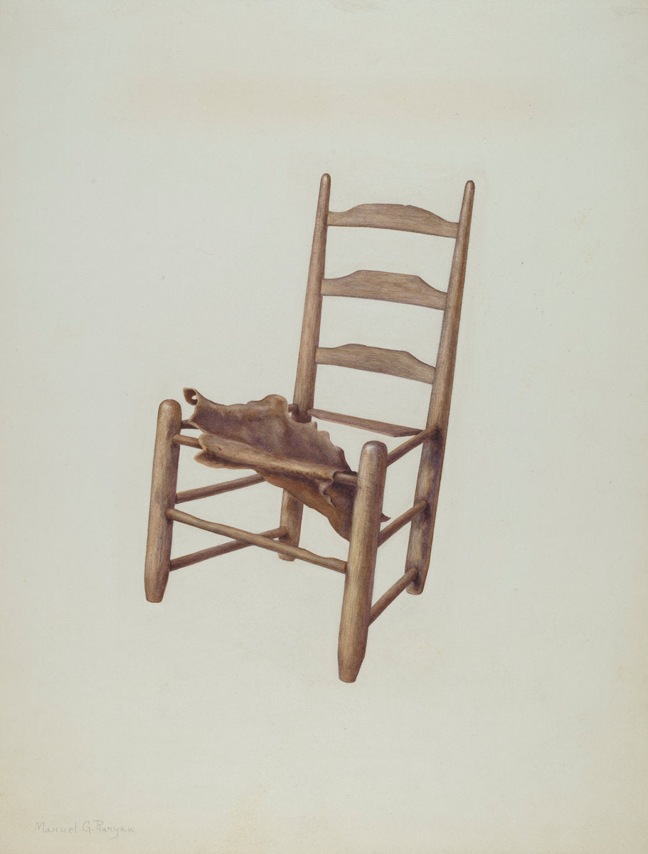 Handmade Chair - Rawhide Seat by Manuel G. Runyan (American, active c. 1935), 16X12"(A3)Poster Print