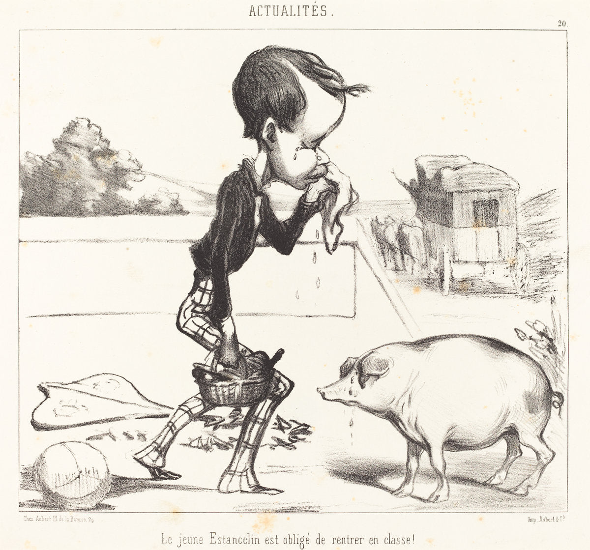 Le Jeune Estancelin est obligé de rentrer en classe! by Honoré Daumier (French, 1808 - 1879), 16X12"(A3)Poster Print