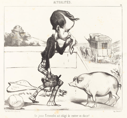 Le Jeune Estancelin est obligé de rentrer en classe! by Honoré Daumier (French, 1808 - 1879), 16X12"(A3)Poster Print