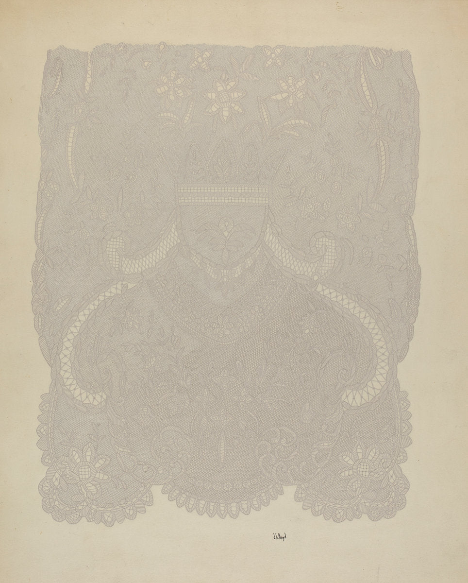 Lace Wedding Veil (Section of) by Joseph L. Boyd (American, active c. 1935), 16X12"(A3)Poster Print
