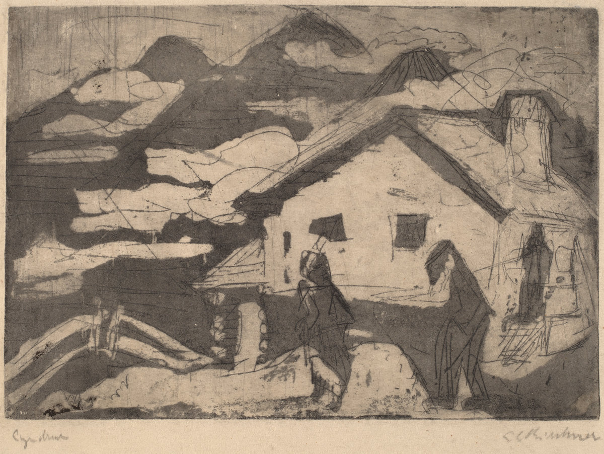 Alpine Huts in Fog by Ernst Ludwig Kirchner (German, 1880 - 1938), 16X12"(A3)Poster Print