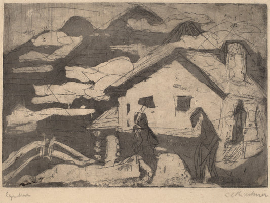 Alpine Huts in Fog by Ernst Ludwig Kirchner (German, 1880 - 1938), 16X12"(A3)Poster Print