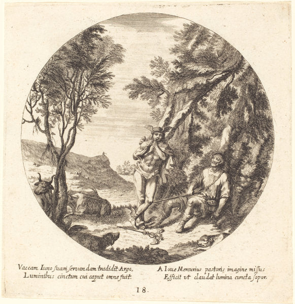 Mercury Lulling Argos to Sleep by Georg Andreas Wolfgang, the Elder (German, 1631 - 1716), 16X12"(A3)Poster Print
