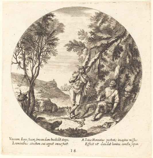 Mercury Lulling Argos to Sleep by Georg Andreas Wolfgang, the Elder (German, 1631 - 1716), 16X12"(A3)Poster Print