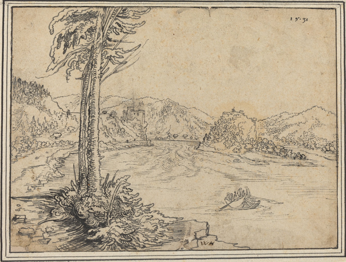 The Rapids of the Danube near Grein by Wolf Huber (German, c. 1485/1490 - 1553), 16X12"(A3)Poster Print