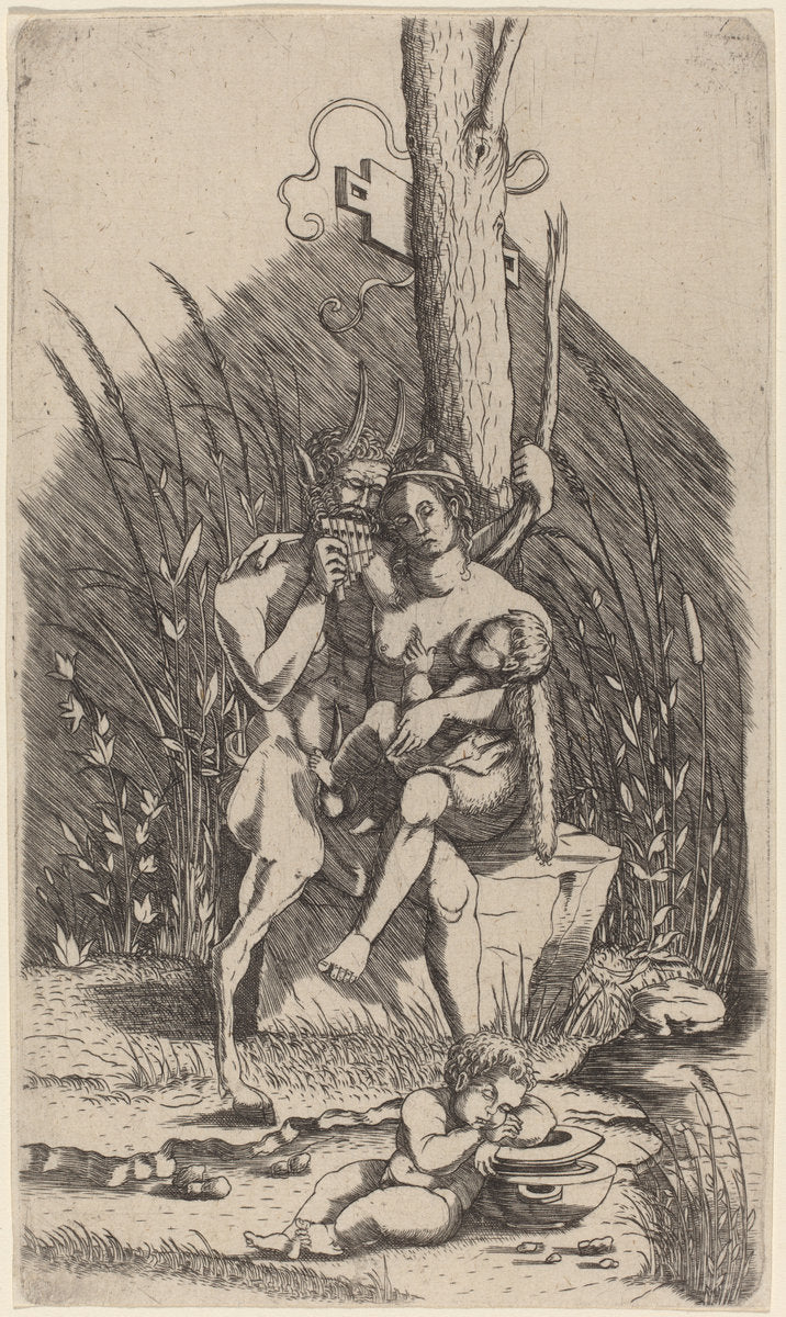 Satyr's Family by Master of 1515 (Italian, 1483 - 1548), 16X12"(A3)Poster Print