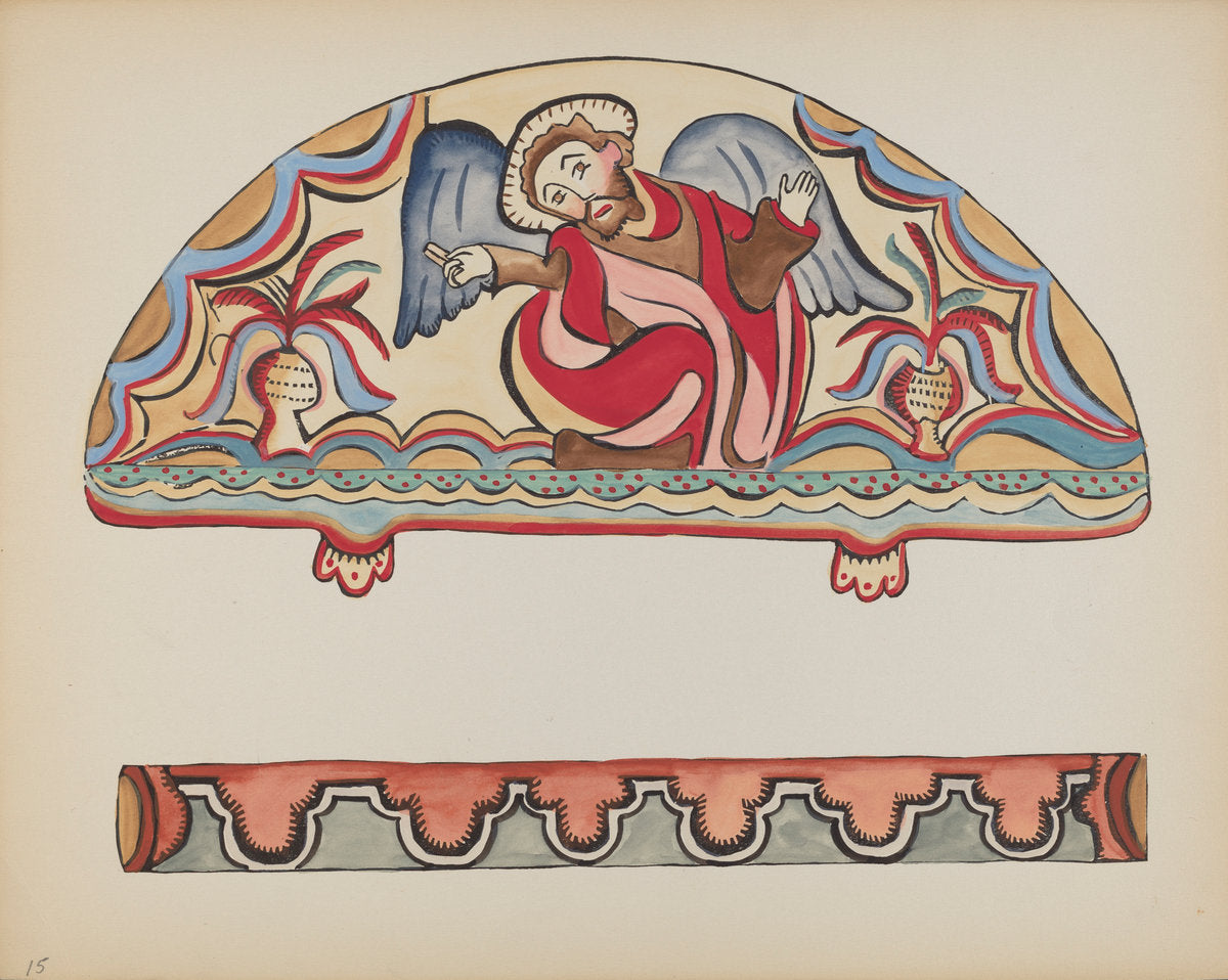 1935/1942 by American 20th Century (Plate 15: The Creation (Lunette): From Portfolio "Spanish Colonial Designs of New Mexico"), 16X12"(A3)Poster Print