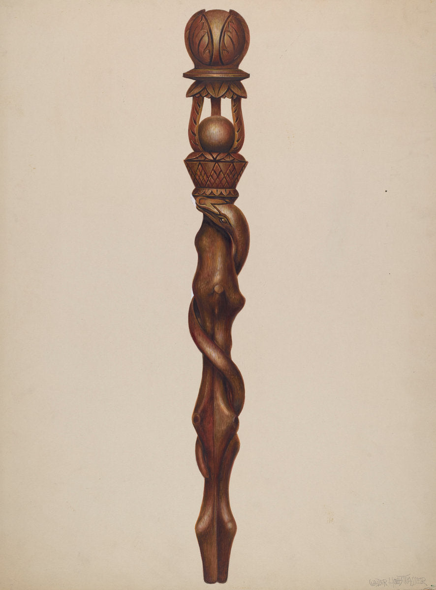 Scepter (Lumberjack Carving) by Walter Hochstrasser (American, active c. 1935), 16X12"(A3)Poster Print