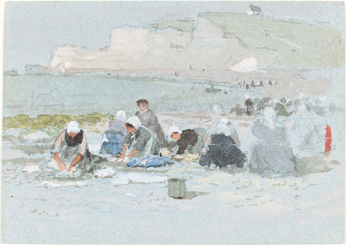 Washerwomen on the Beach at Etretat by George Henry Boughton (British, 1833 - 1905), 16X12"(A3)Poster Print