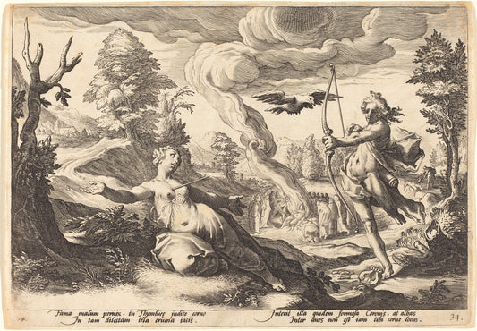 Apollo Killing Coronis by Workshop of Hendrick Goltzius, after Hendrick Goltzius (Flemish, 1574/1575 - after 1655), 16X12"(A3)Poster Print