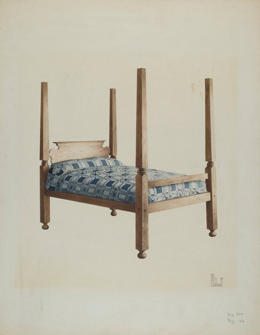 Four Poster Bed by Peter C. Ustinoff (American, 1883 - 1957), 16X12"(A3)Poster Print