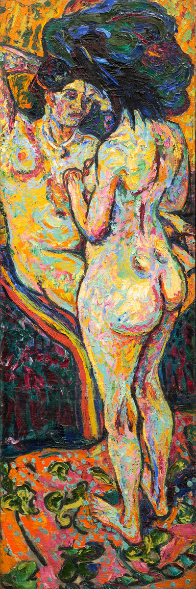 Two Nudes [obverse] by Ernst Ludwig Kirchner (German, 1880 - 1938), 16X12"(A3)Poster Print