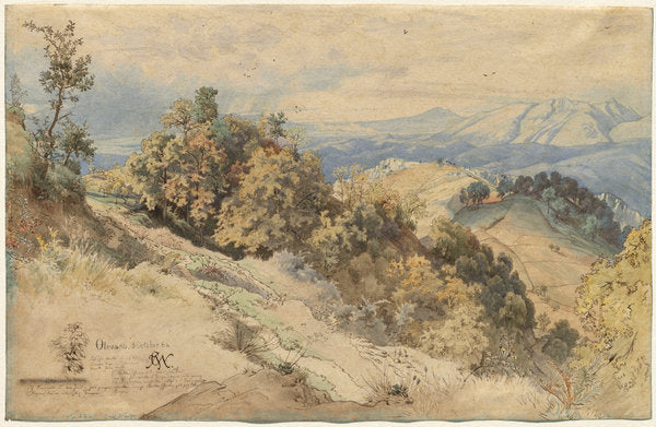 Sun and Rain in the Serpentara near Olevano by Carl Wilhelm Müller (German, 1839 - 1904), 16X12"(A3)Poster Print