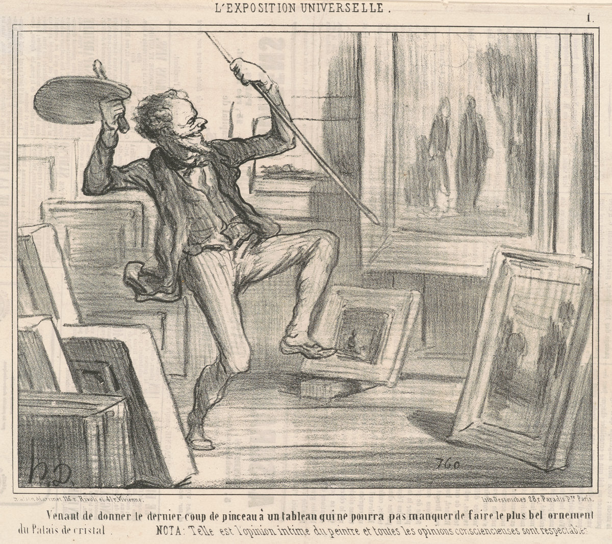 Venant de donner le dernier coup de pinceau ... by Honoré Daumier (French, 1808 - 1879), 16X12"(A3)Poster Print