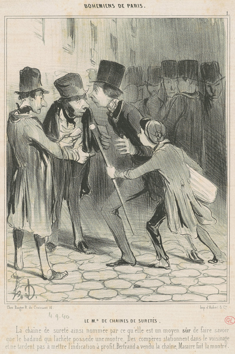 Le Md de Chaines de suretés by Honoré Daumier (French, 1808 - 1879), 16X12"(A3)Poster Print