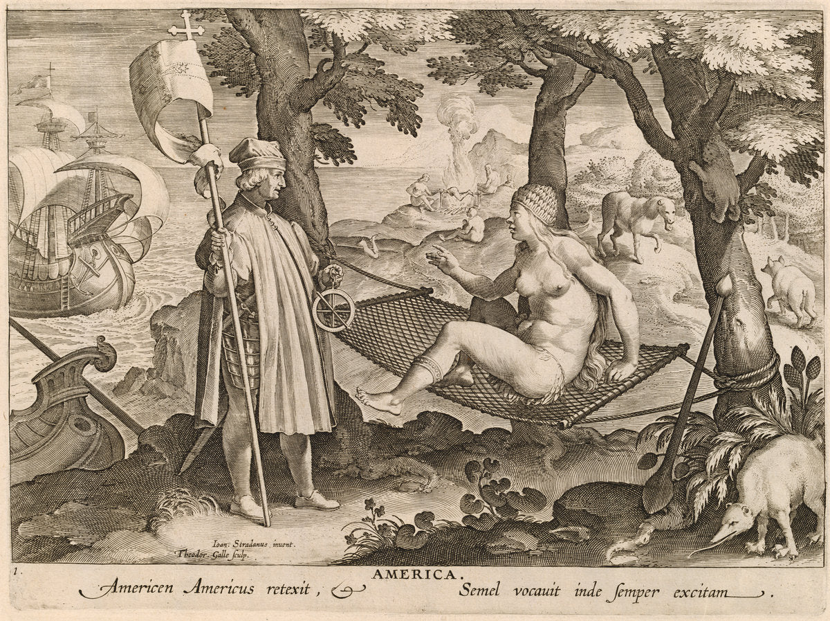 America: pl.1 by Theodor Galle after Jan van der Straet (Flemish, c. 1571 - 1633), 16X12"(A3)Poster Print