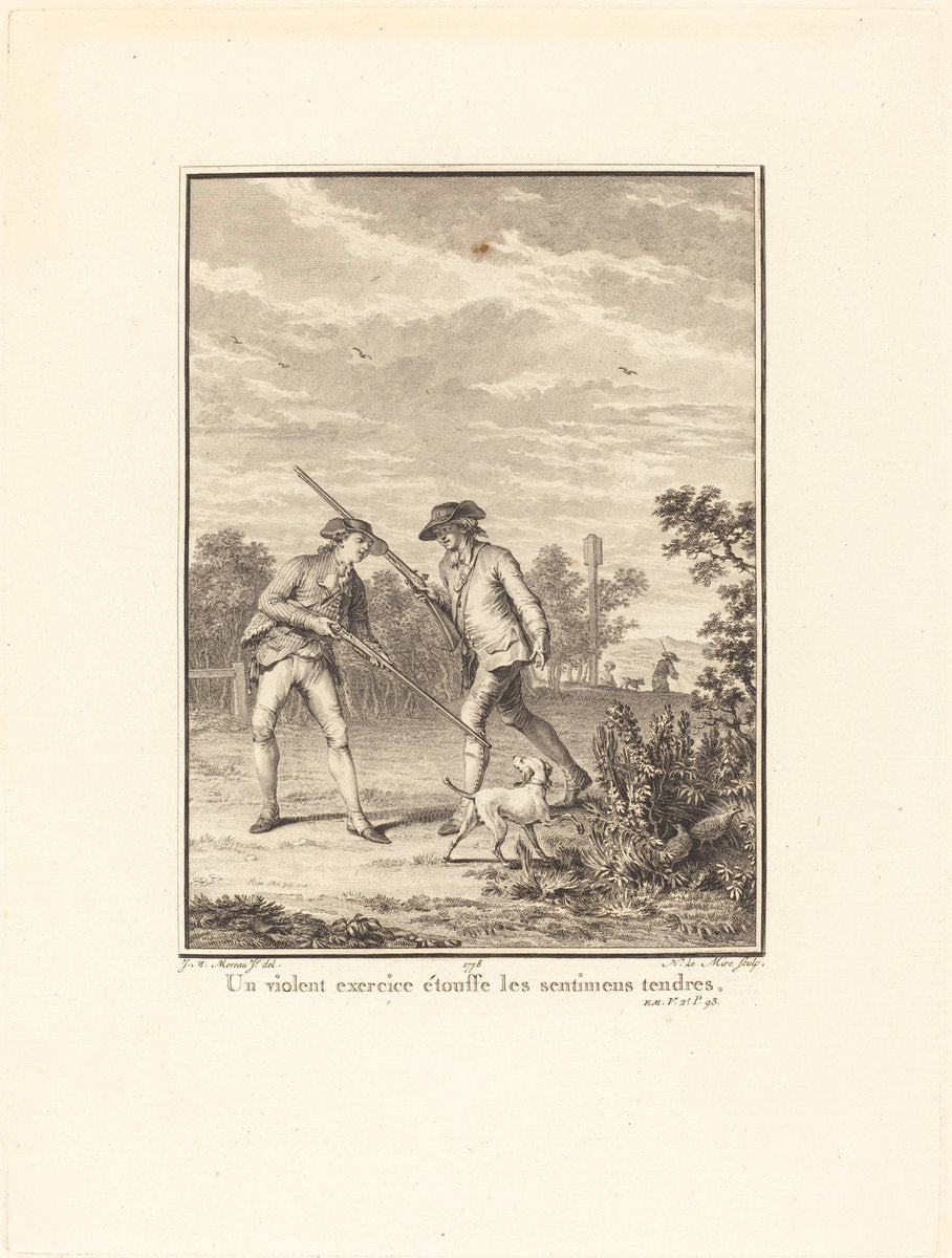 Un violent exercice étouffe les sentimens tendres by Noël Le Mire after Jean-Michel Moreau (French, 1724 - 1801), 16X12"(A3)Poster Print