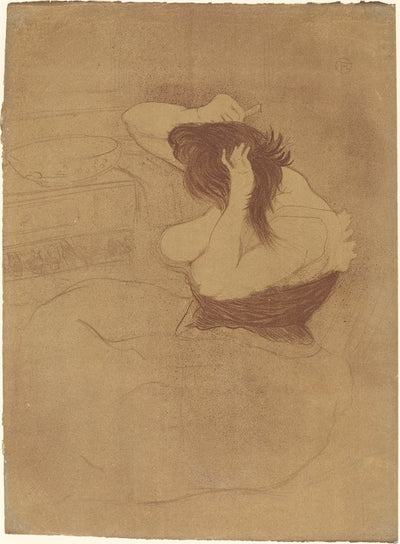 Woman Combing Her Hair (Femme qui se peigne) by Henri de Toulouse-Lautrec (French, 1864 - 1901), 16X12"(A3)Poster Print