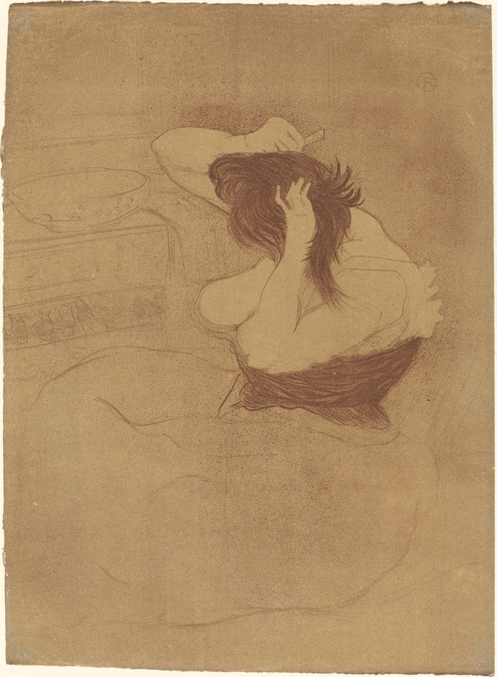 Woman Combing Her Hair (Femme qui se peigne) by Henri de Toulouse-Lautrec (French, 1864 - 1901), 16X12