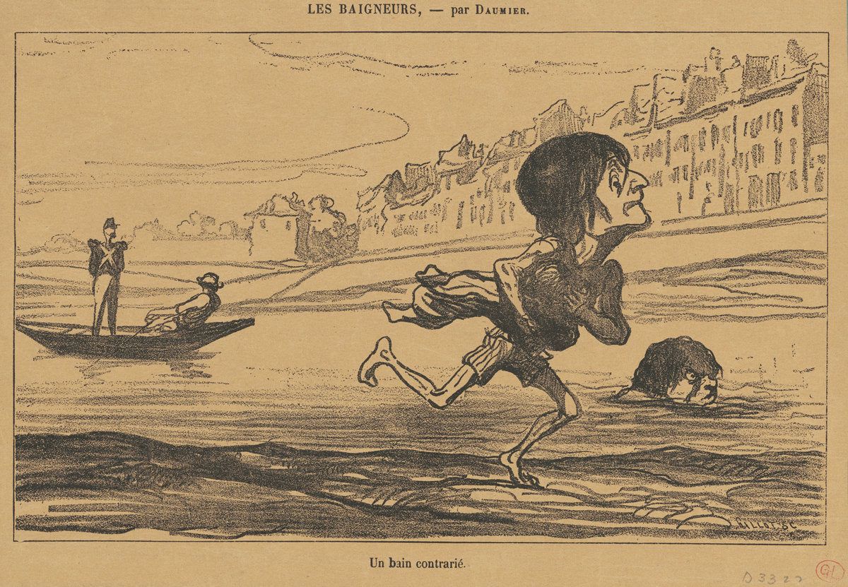 Un bain contrarié by Honoré Daumier (French, 1808 - 1879), 16X12"(A3)Poster Print