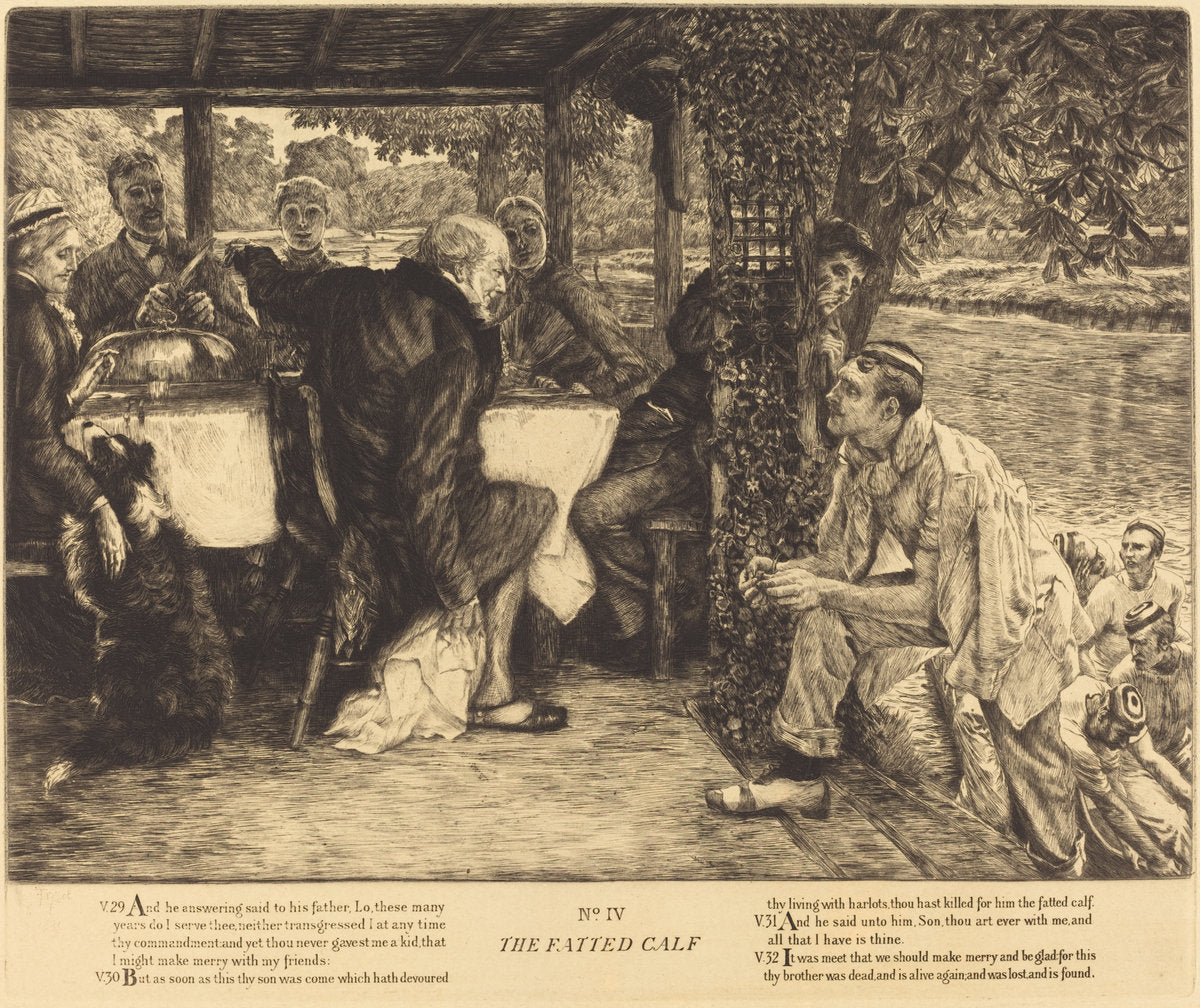 The Fatted Calf by James Jacques Joseph Tissot (French, 1836 - 1902), 16X12"(A3)Poster Print