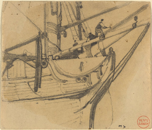 Men Repairing the Boom by Eugène Isabey (French, 1803 - 1886), 16X12"(A3)Poster Print