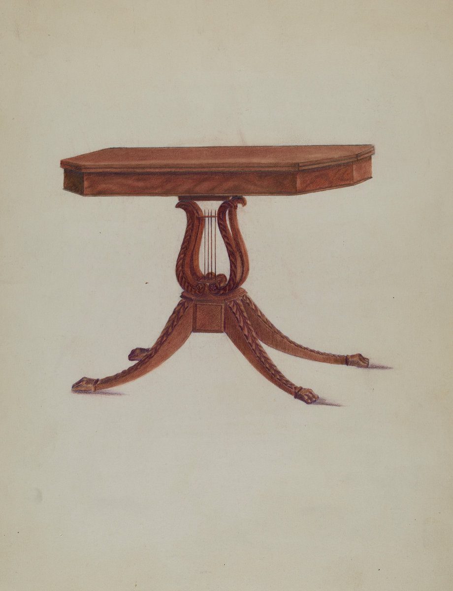 c. 1939 by American 20th Century (Table (Lyre Pedestal)), 16X12"(A3)Poster Print