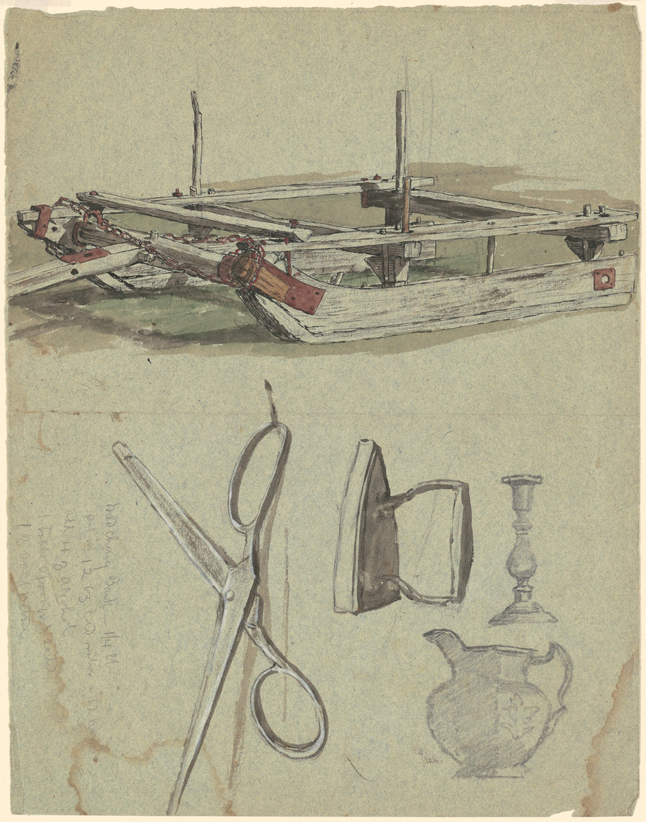 Studies of a Sled and Various Household Objects by Enoch Wood Perry, Jr. (American, 1831 - 1915), 16X12"(A3)Poster Print