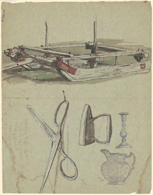 Studies of a Sled and Various Household Objects by Enoch Wood Perry, Jr. (American, 1831 - 1915), 16X12"(A3)Poster Print
