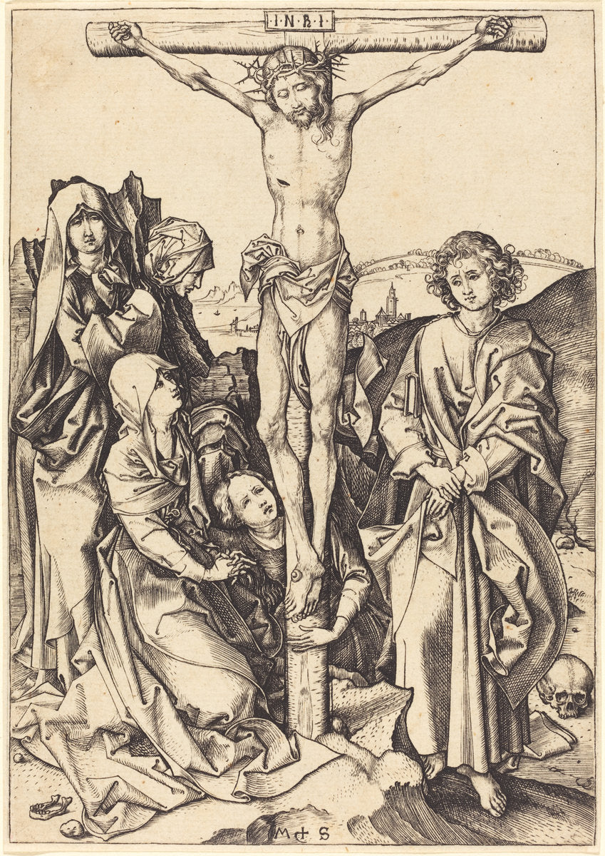 The Crucifixion by Martin Schongauer (German, c. 1450 - 1491), 16X12"(A3)Poster Print