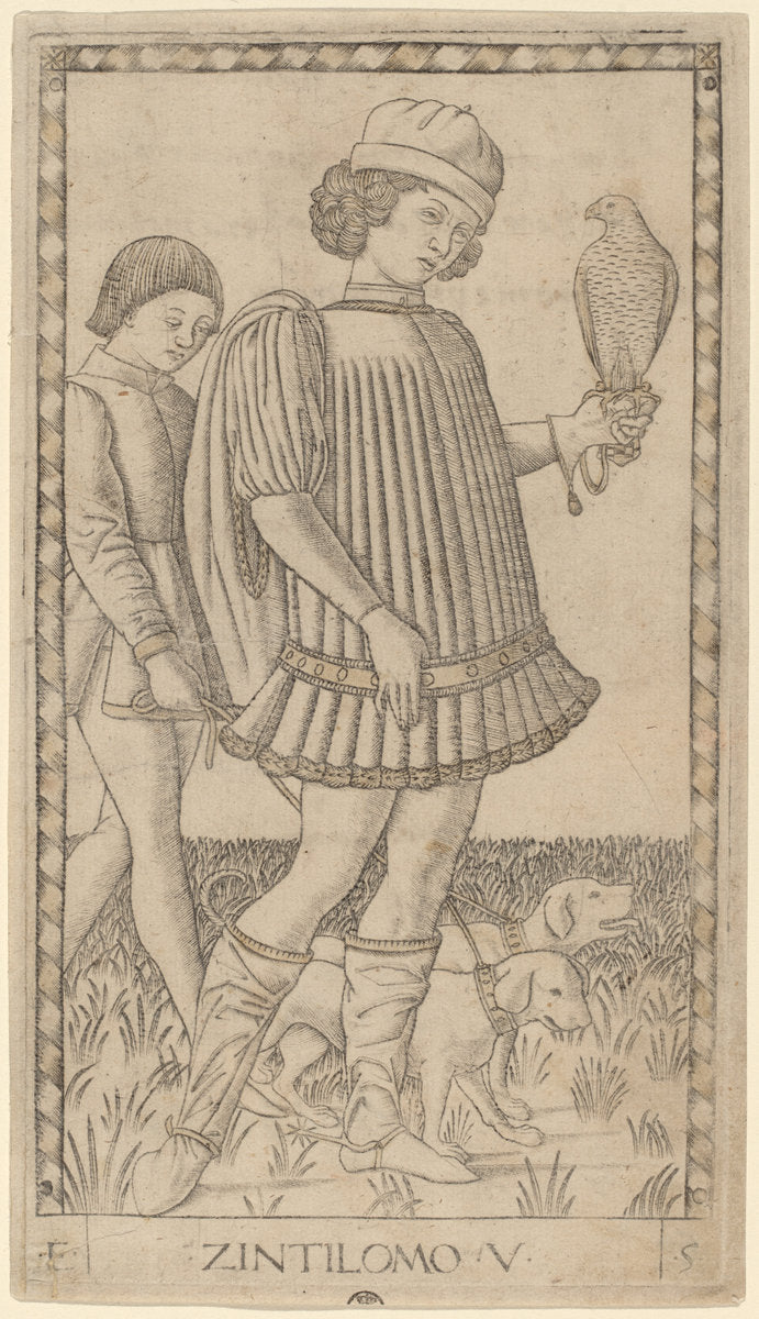 Zintilomo (Gentleman) by Master of the E-Series Tarocchi (Italian, active c. 1465), 16X12"(A3)Poster Print