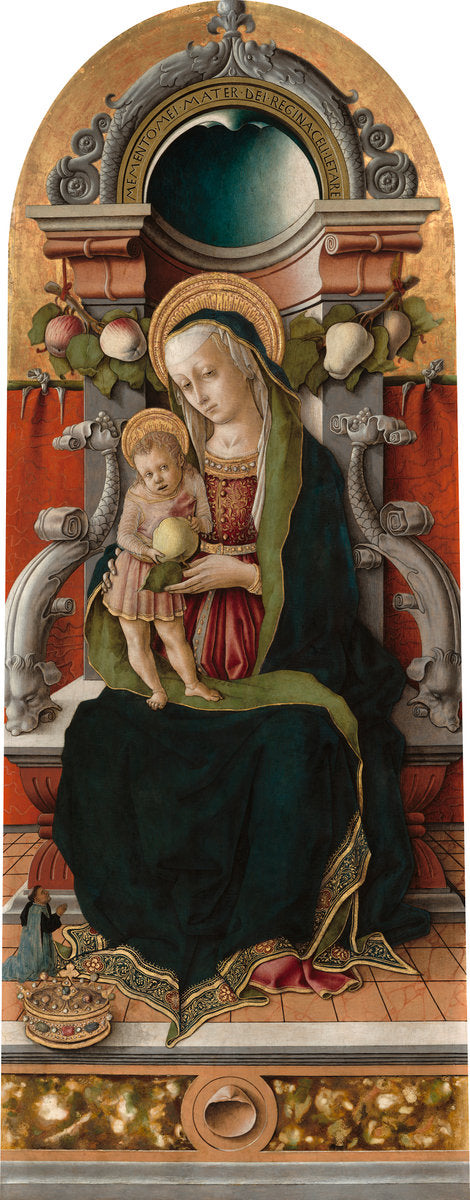 Madonna and Child Enthroned with Donor by Carlo Crivelli (Venetian, c. 1430/1435 - 1495), 16X12"(A3)Poster Print
