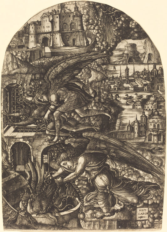Satan Bound for a Thousand Years by Jean Duvet (French, 1485 - c. 1570), 16X12"(A3)Poster Print