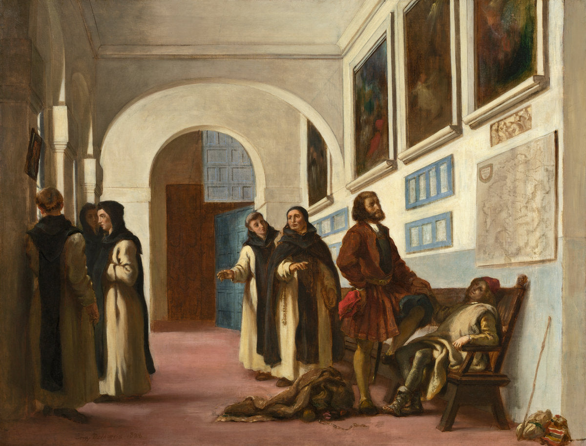 Christopher Columbus and His Son at La Rábida by Eugène Delacroix (French, 1798 - 1863), 16X12"(A3)Poster Print
