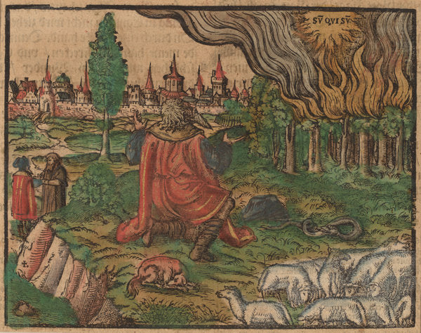 c. 1500 by German 16th Century (Moses and the Burning Bush), 16X12"(A3)Poster Print